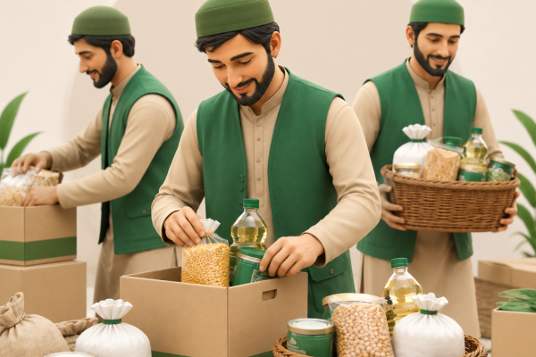 مشاركة المتطوعين في تجهيز المساعدات
