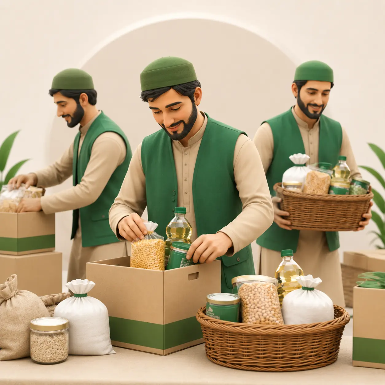 مشاركة المتطوعين في تجهيز المساعدات